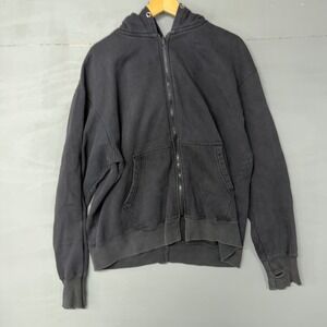 Street & Steel Mens XL Faded Black Skull Graphic Full Zip Biker Hoodie Moto